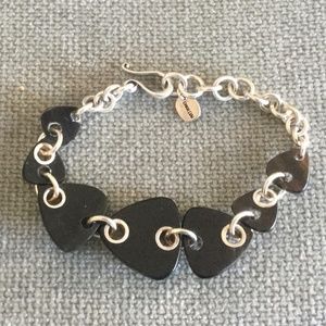 BRAND NEW Chan Luu 7” Adjustable Silver & Black Geometric Lucite Chain Bracelet